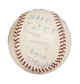 Derek Jeter Little League Team Signed Baseball - One Of The Earliest Known Derek Jeter Signatures! (JSA)
